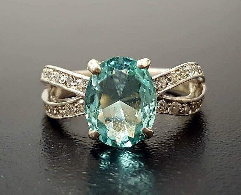 Aquamarine Vintage Ring - Blue Gemstone Ring - March Birthstone Ring