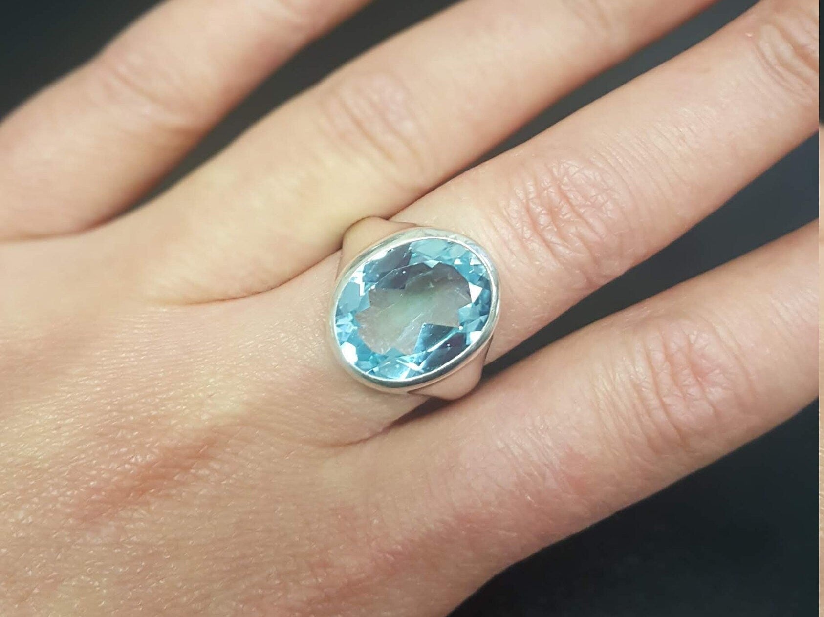 Blue Topaz Ring, Natural Blue Topaz, Vintage Rings, December Birthstone, Topaz Ring, Blue Ring, December Ring, Solid Silver Ring, Blue Topaz