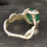 Leaf Emerald Ring - Green Solitaire Ring - Vintage Flower Ring