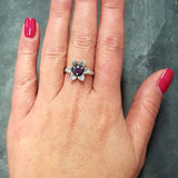 Natural Ruby Ring - Red Flower Ring - Vintage Solitaire Ring