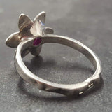 Natural Ruby Ring - Red Flower Ring - Vintage Solitaire Ring