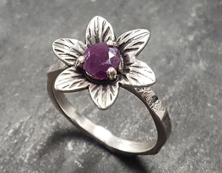 Natural Ruby Ring made in 925 Sterling Silver with Round Natural Red Ruby in Prong setting, July Birthstone gift idea, symbolizes nobility, purity, and passion, ideal for everyday wear and perfect for birthday gifting and special occasions.