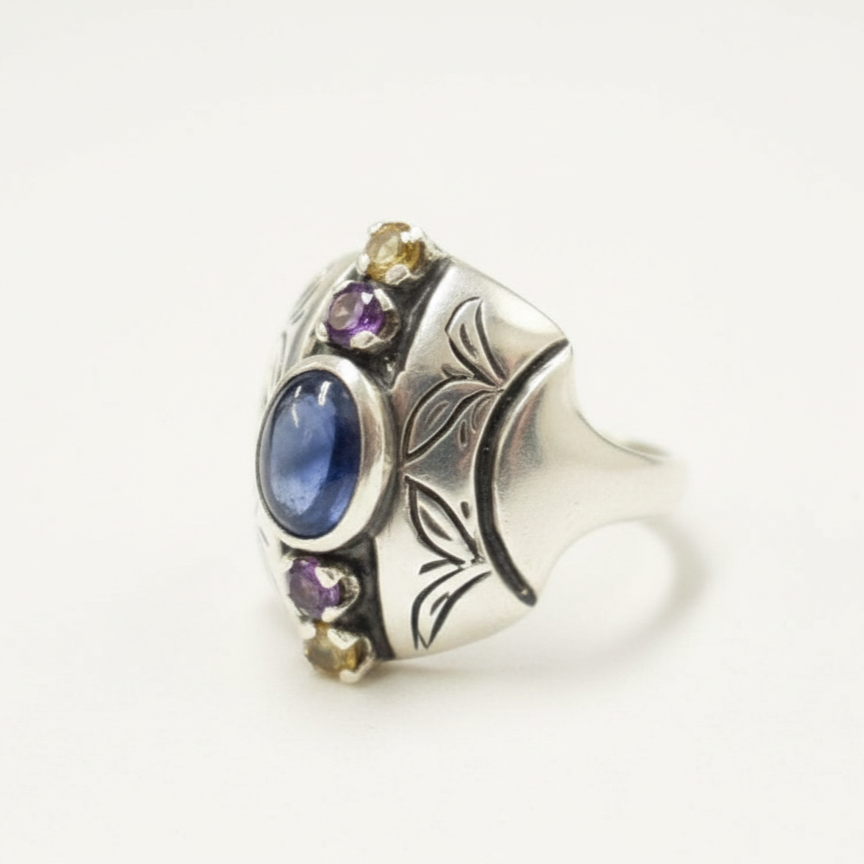 Natural Sapphire Ring made in 925 Sterling Silver with Oval Natural Blue Sapphire in Bezel setting, September Birthstone gift idea, symbolizes sincerity, truth, and faithfulness, ideal for everyday wear and perfect for birthday gifting and special occasions.
