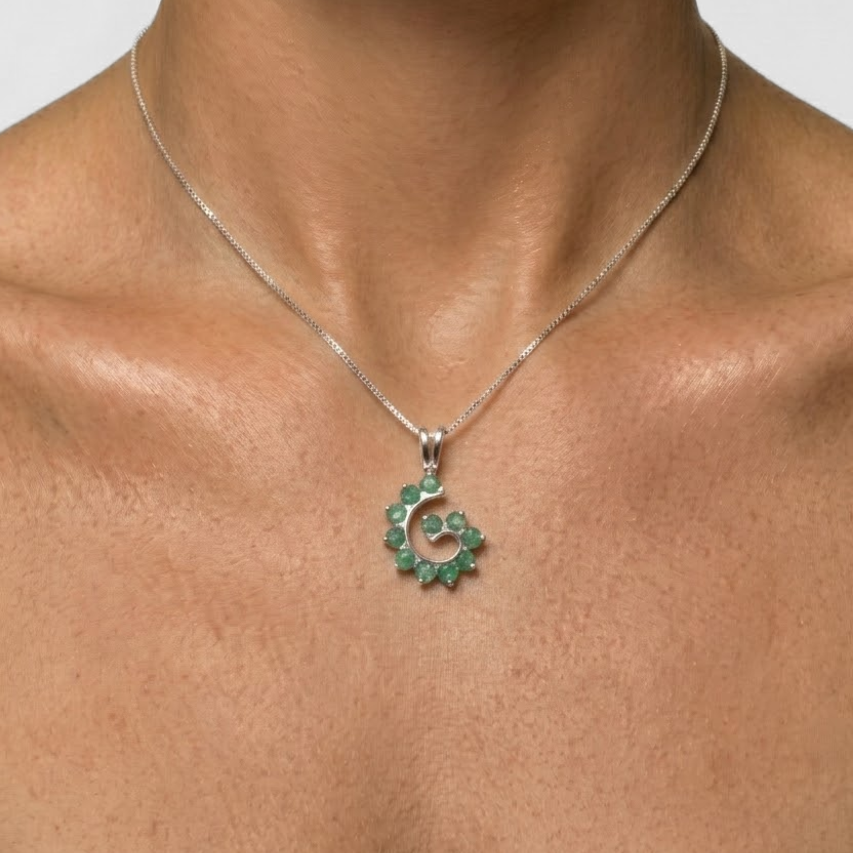 Elegant 925 Sterling Silver Natural Emerald Pendant, May Birthstone for growth and healing, perfect for gifting and everyday wear.