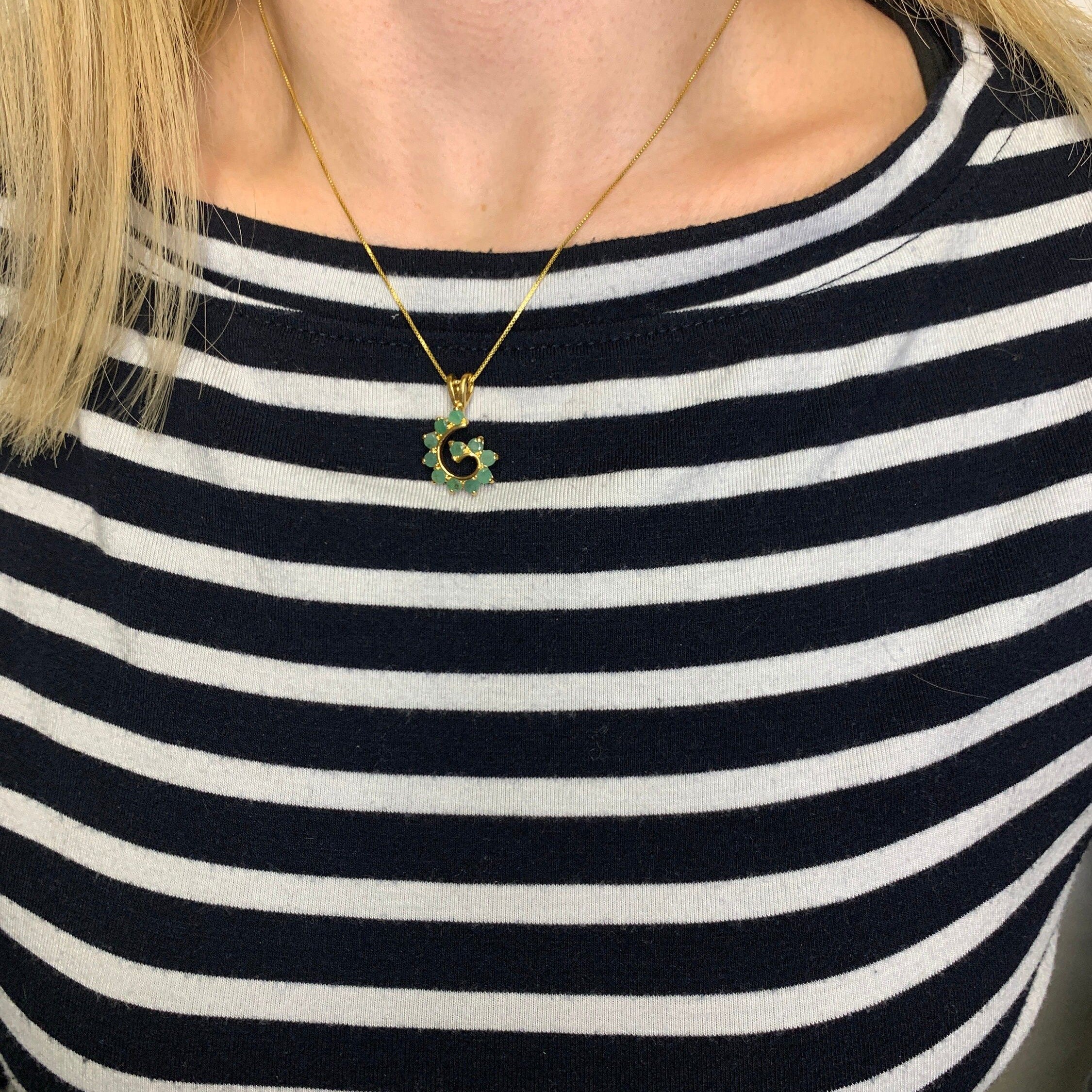 Natural Emerald Pendant in 18k Gold Vermeil, featuring round emerald; a May birthstone gift symbolizing growth and harmony.