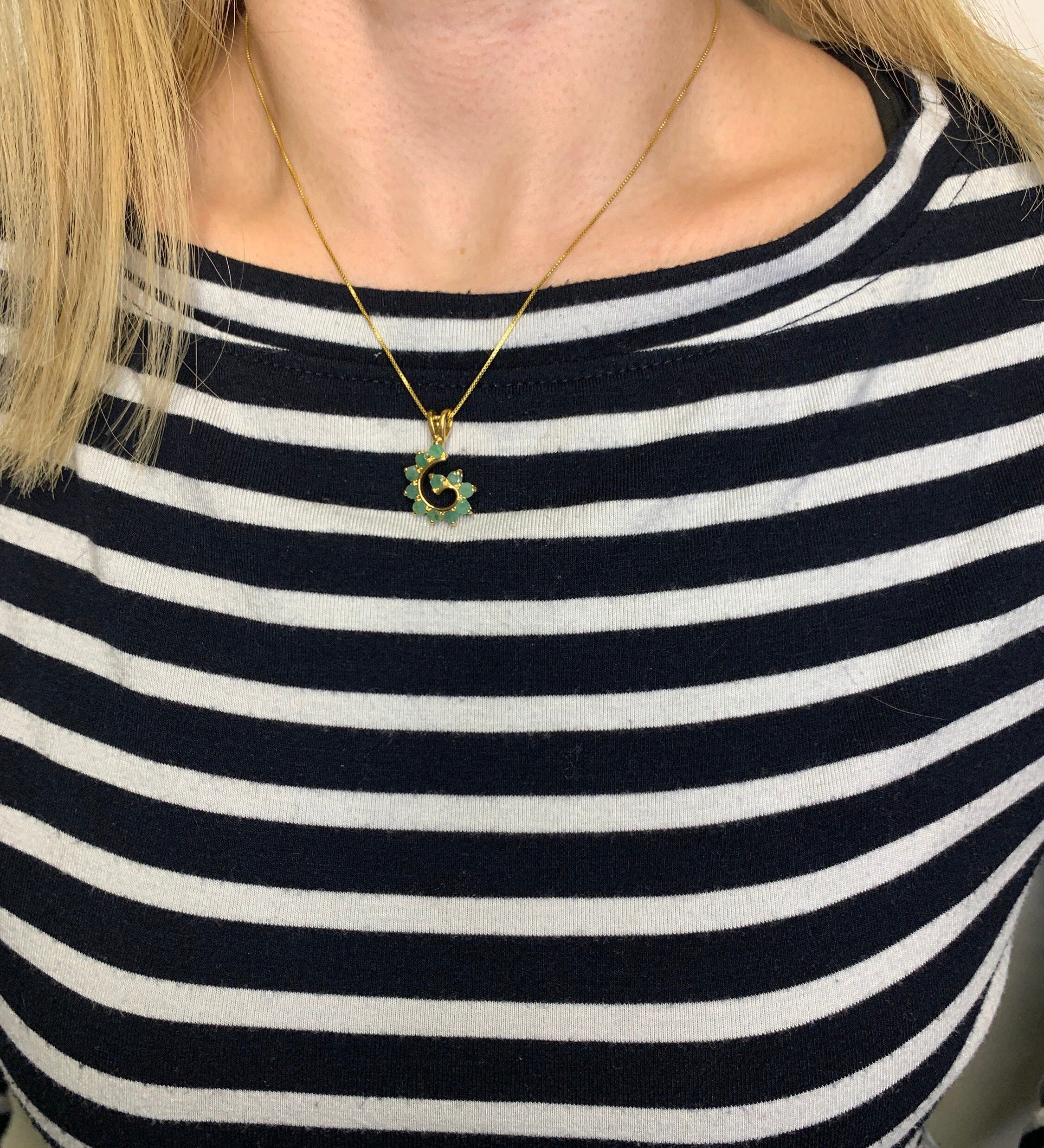 Natural Emerald Pendant in 18k Gold Vermeil, featuring round emerald; a May birthstone gift symbolizing growth and harmony.
