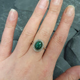 Malachite Ring - Statement Solitaire Ring - Malachite Vintage Ring