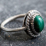 Malachite Ring - Statement Solitaire Ring - Malachite Vintage Ring