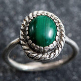 Malachite Ring - Statement Solitaire Ring - Malachite Vintage Ring