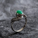 Natural Chrysoprase Ring, Real Chrysoprase, Vintage Green Ring, May Birthstone Ring, Vintage Silver Ring, Green Chrysoprase, Green Ring