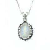 Gold Moonstone Pendant - Natural Rainbow Moonstone Necklace, Vintage Moonstone Pendant
