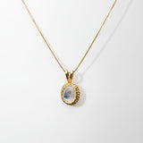 Gold Moonstone Pendant - Natural Rainbow Moonstone Necklace, Vintage Moonstone Pendant
