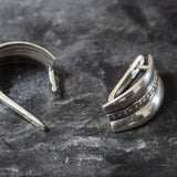 Silver Hoops Earrings - Triple Band Earrings - Thick Hoops Earrings