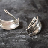 Silver Hoops Earrings - Triple Band Earrings - Thick Hoops Earrings