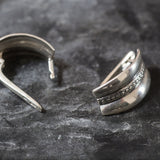 Silver Hoops Earrings - Triple Band Earrings - Thick Hoops Earrings