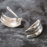 Silver Hoops Earrings - Triple Band Earrings - Thick Hoops Earrings