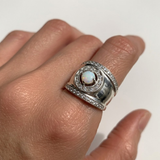 Statement Opal Ring - Wide Opal Band - Vintage Opal Ring