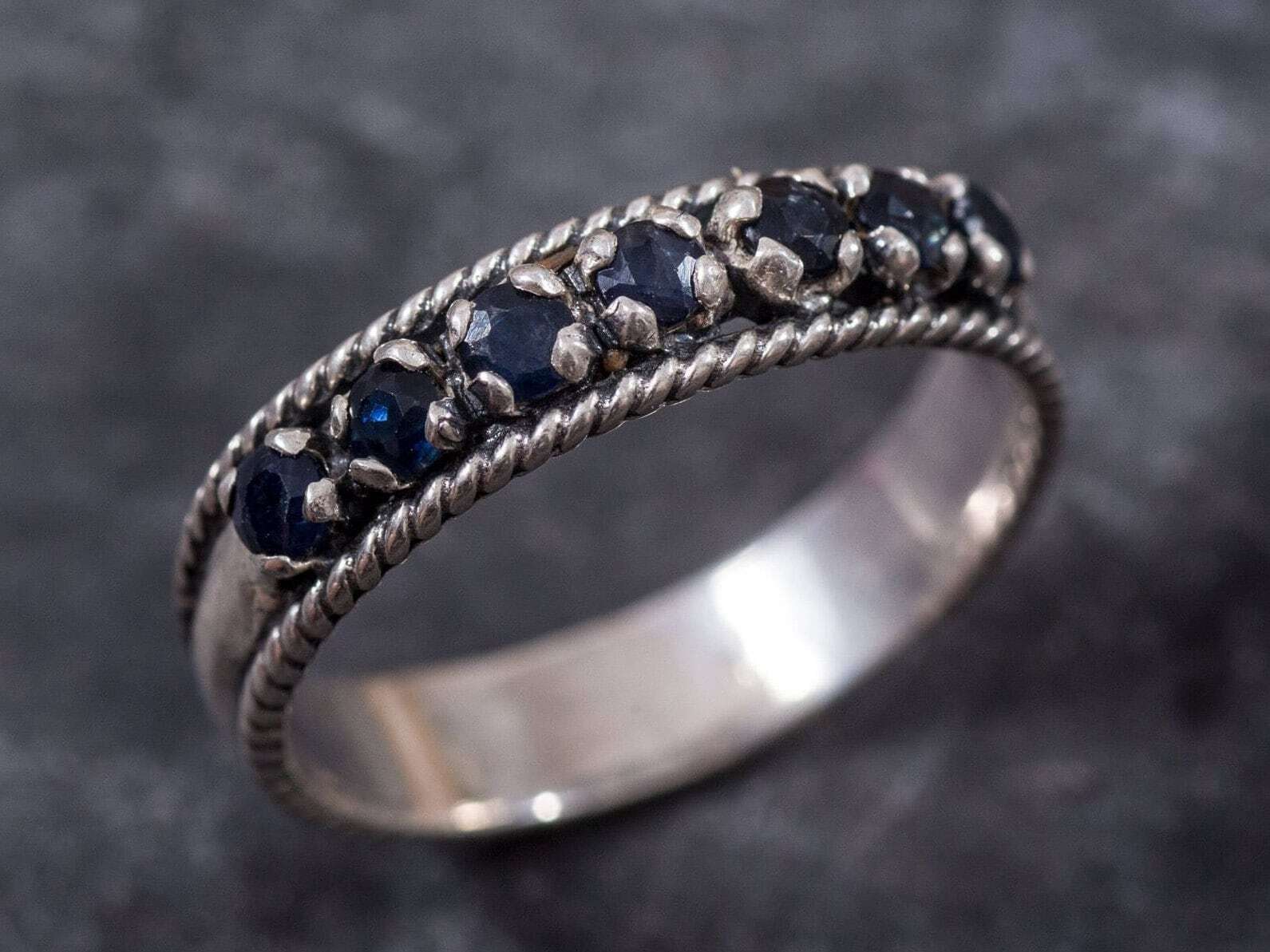 Natural Sapphire Ring made in 925 Sterling Silver with Round Natural Blue Sapphire in Channel-Set setting, September Birthstone gift idea, symbolizes sincerity, truth, and faithfulness, ideal for everyday wear and perfect for birthday gifting and special occasions.