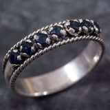 Natural Sapphire Ring made in 925 Sterling Silver with Round Natural Blue Sapphire in Channel-Set setting, September Birthstone gift idea, symbolizes sincerity, truth, and faithfulness, ideal for everyday wear and perfect for birthday gifting and special occasions.