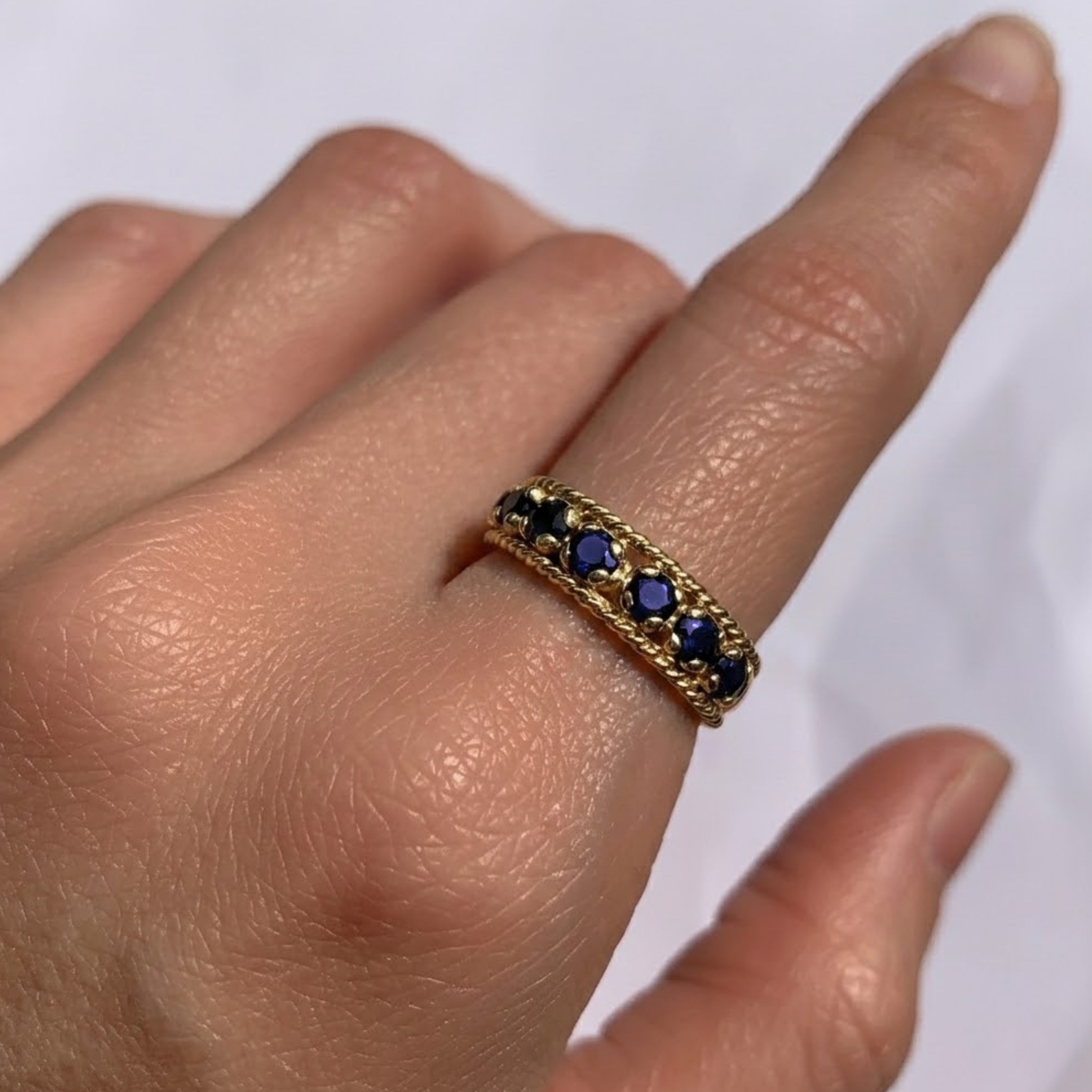 Elegant 18k Gold Vermeil Natural Sapphire Ring featuring a Round Blue Sapphire, perfect for everyday elegance and special occasions.