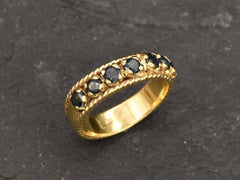 Natural Sapphire Ring made in 18k Gold Vermeil with Round Natural Blue Sapphire in Channel-Set setting, September Birthstone gift idea, symbolizes sincerity, truth, and faithfulness, ideal for everyday wear and perfect for birthday gifting and special occasions.