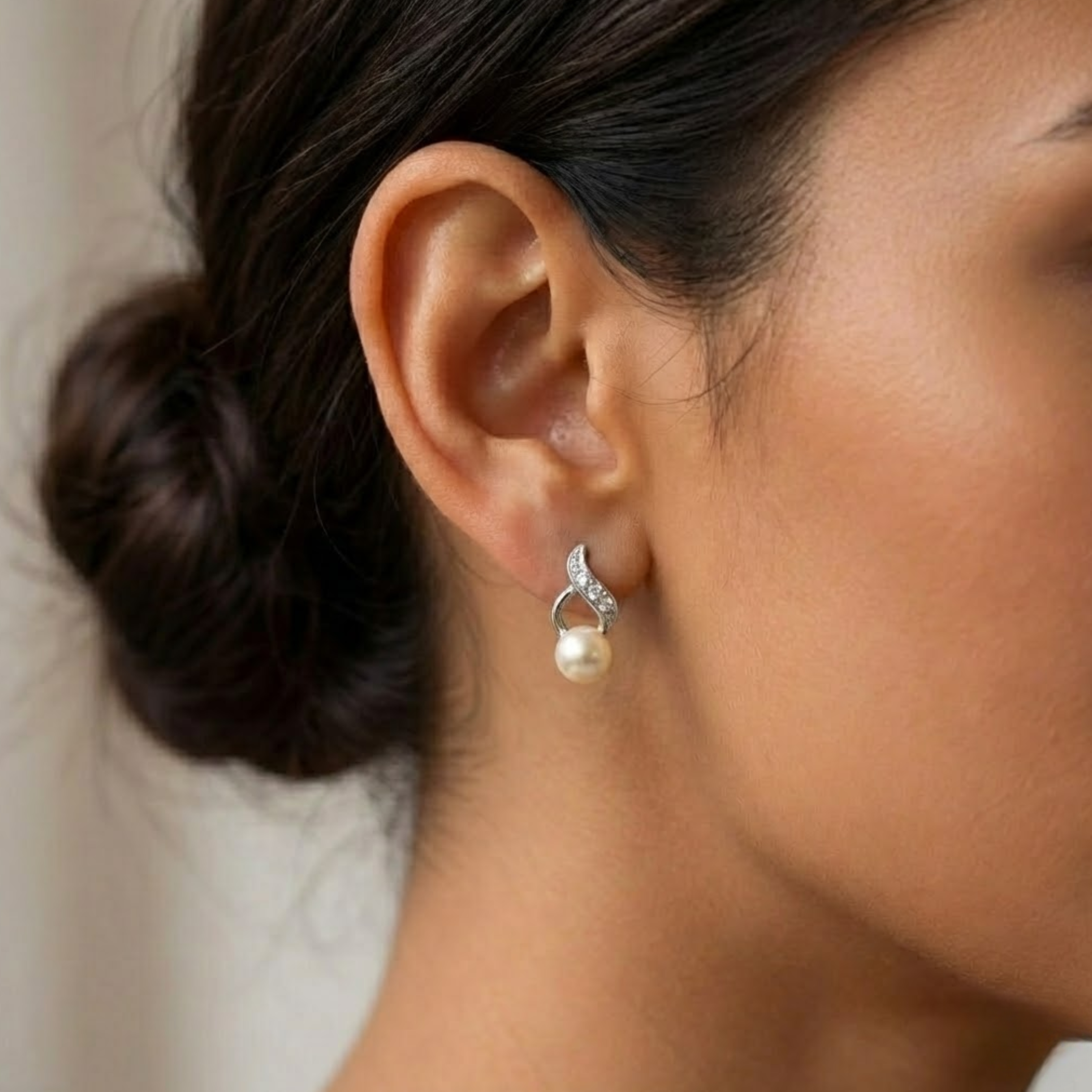 Elegant 925 Sterling Silver Natural Pearl Earrings in Bezel setting, perfect June birthday gift symbolizing purity and integrity.