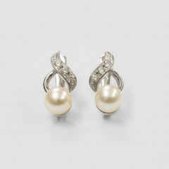 Natural Pearl Earrings made in 925 Sterling Silver with Natural White Pearl in Bezel setting, June Birthstone gift idea, symbolizes purity and integrity, ideal for everyday wear and perfect for birthday gifting and special occasions.