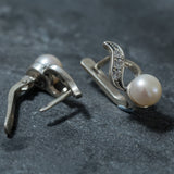 Gold Pearl Earrings - Natural Pearl Antique Earrings - June Birthstone Earrings