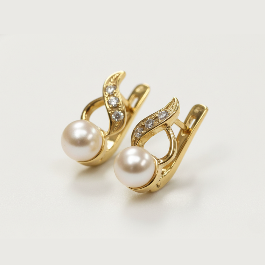 Stunning Genuine Pearl Earrings in 18k Gold Vermeil over solid 825 sterling silver, perfect June birthstone gift for purity, for evening wear, or date nights.