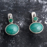 Natural Emerald Earrings made in 925 Sterling Silver with Oval Natural Green Emerald in Bezel setting, May Birthstone gift idea, symbolizes growth, harmony, and deep emotional healing, ideal for everyday wear and perfect for birthday gifting and special occasions.