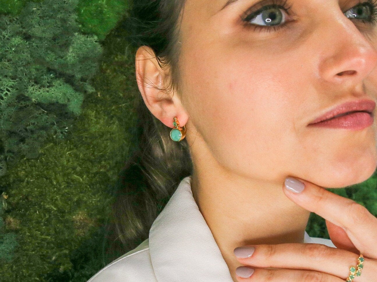 Elegant 18k Gold Vermeil Natural Emerald Earrings, perfect May birthstone gift for growth, harmony, and emotional healing.