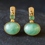 Natural Emerald Earrings made in 18k Gold Vermeil with Oval Natural Green Emerald in Bezel setting, May Birthstone gift idea, symbolizes growth, harmony, and deep emotional healing, ideal for everyday wear and perfect for birthday gifting and special occasions.