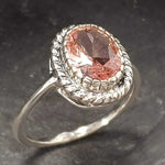 Morganite Ring, Created Morganite, Victorian Ring, Pink Diamond Ring, Vintage Rings, Pink Ring, Pink Solitaire Ring, Silver Ring, Morganite