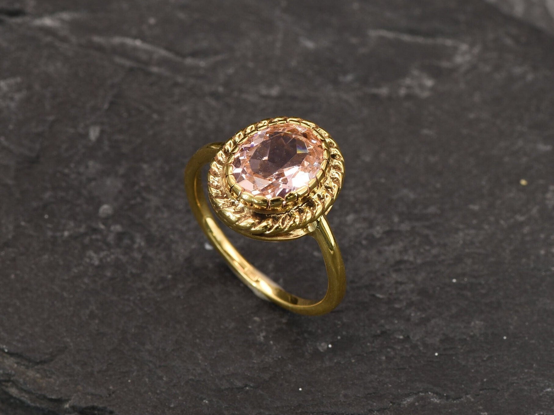 Morganite Ring, Created Morganite, Victorian Ring, Pink Diamond Ring, Vintage Rings, Pink Ring, Pink Solitaire Ring, Silver Ring, Morganite(1)