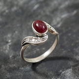 Genuine Ruby Ring - Classy Red Ring - Vintage Diamond Ring