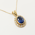 Chic Created Sapphire Pendant in 18k Gold Vermeil, symbolizes truth and loyalty, a timeless gift for September birthdays.