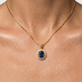 Elegant Created Sapphire Pendant in 18k Gold Vermeil, perfect for everyday wear and special birthday gifts. September birthstone.