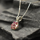 Red Flower Pendant, Natural Ruby, Dainty Pendant, Red Ruby Pendant, Flower Pendant, Small Necklace, Vintage Pendant, Sterling Silver Pendant