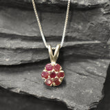 Red Flower Pendant, Natural Ruby, Dainty Pendant, Red Ruby Pendant, Flower Pendant, Small Necklace, Vintage Pendant, Sterling Silver Pendant