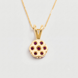 Charming 18k Gold Vermeil Pendant showcasing a cluster of natural red rubies, ideal for special occasions and everyday elegance.