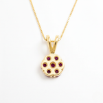 Stylish 18k Gold Vermeil Pendant featuring natural red rubies, perfect for daily wear and meaningful birthday celebrations.