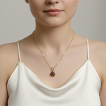 Stunning 18k Gold Vermeil Pendant adorned with a cluster of natural red rubies, a timeless piece for any occasion.