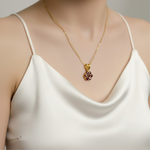 Elegant 18k Gold Vermeil Ruby Pendant featuring a natural red ruby in a stunning cluster setting, perfect for gifting.
