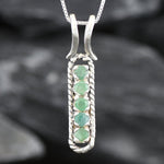 Emerald Pendant, Natural Emerald, May Birthstone, Green Line Pendant, Vertical Pendant, Emerald Necklace, Layering Necklace, Silver Pendant