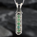 Emerald Pendant, Natural Emerald, May Birthstone, Green Line Pendant, Vertical Pendant, Emerald Necklace, Layering Necklace, Silver Pendant