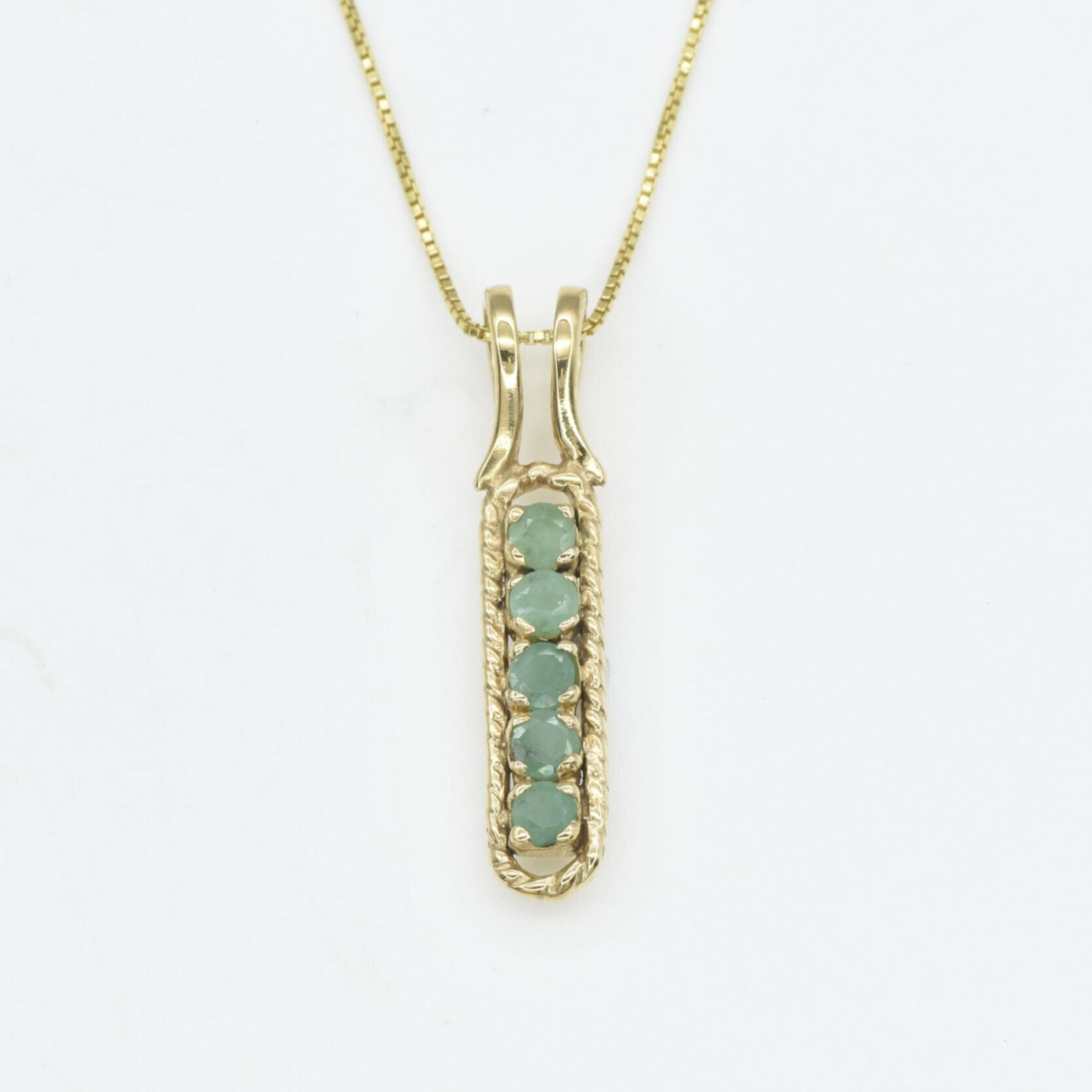 Natural Emerald Pendant made in 18k Gold Vermeil with Round Natural Green Emerald in Channel-Set setting, May Birthstone gift idea, symbolizes growth, harmony, and deep emotional healing, ideal for everyday wear and perfect for birthday gifting and special occasions.