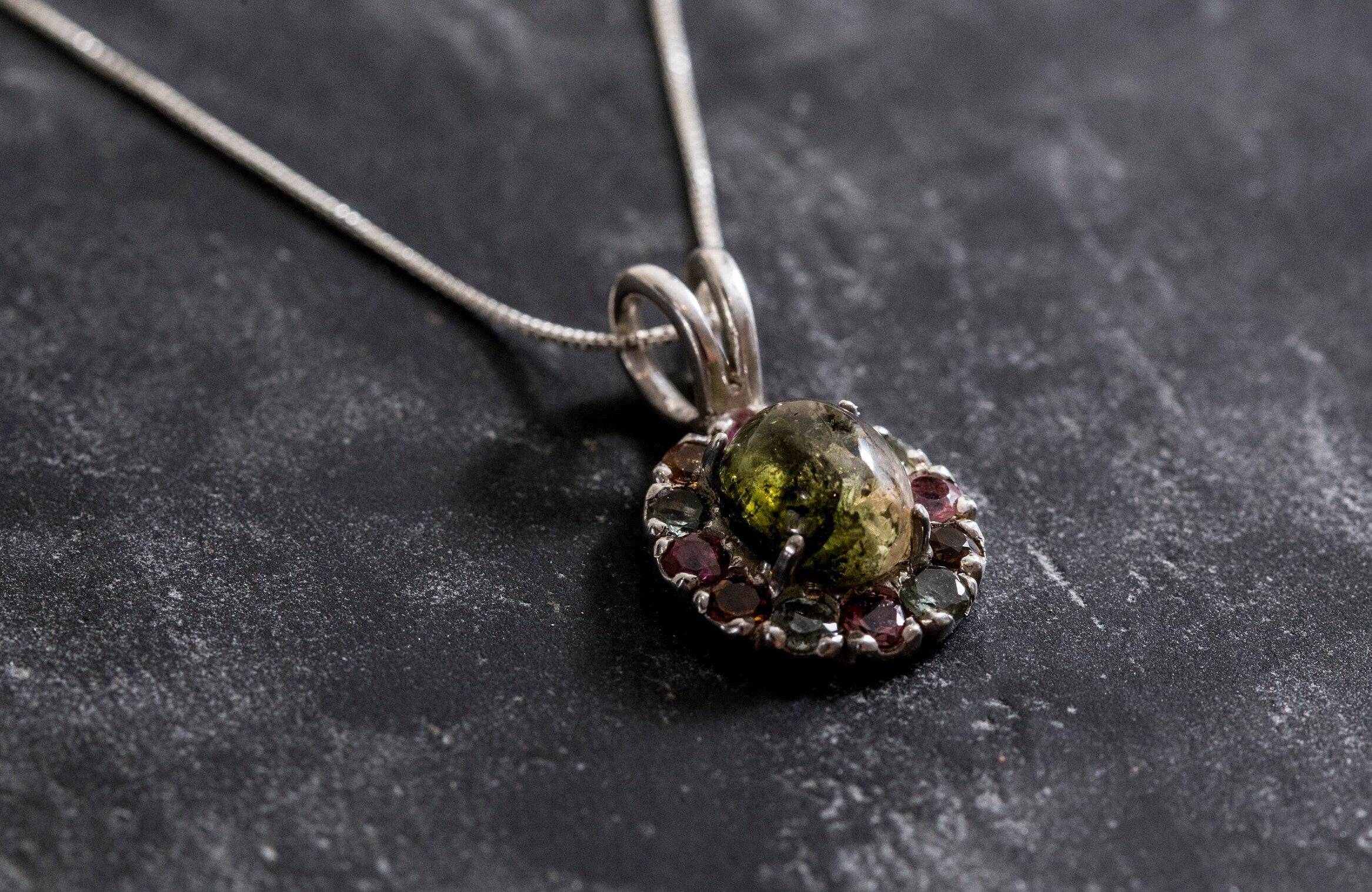 Tourmaline Pendant, Green Tourmaline Pendant, Natural Tourmaline, October Birthstone, Victorian Pendant, Solid Silver Pendant, Tourmaline