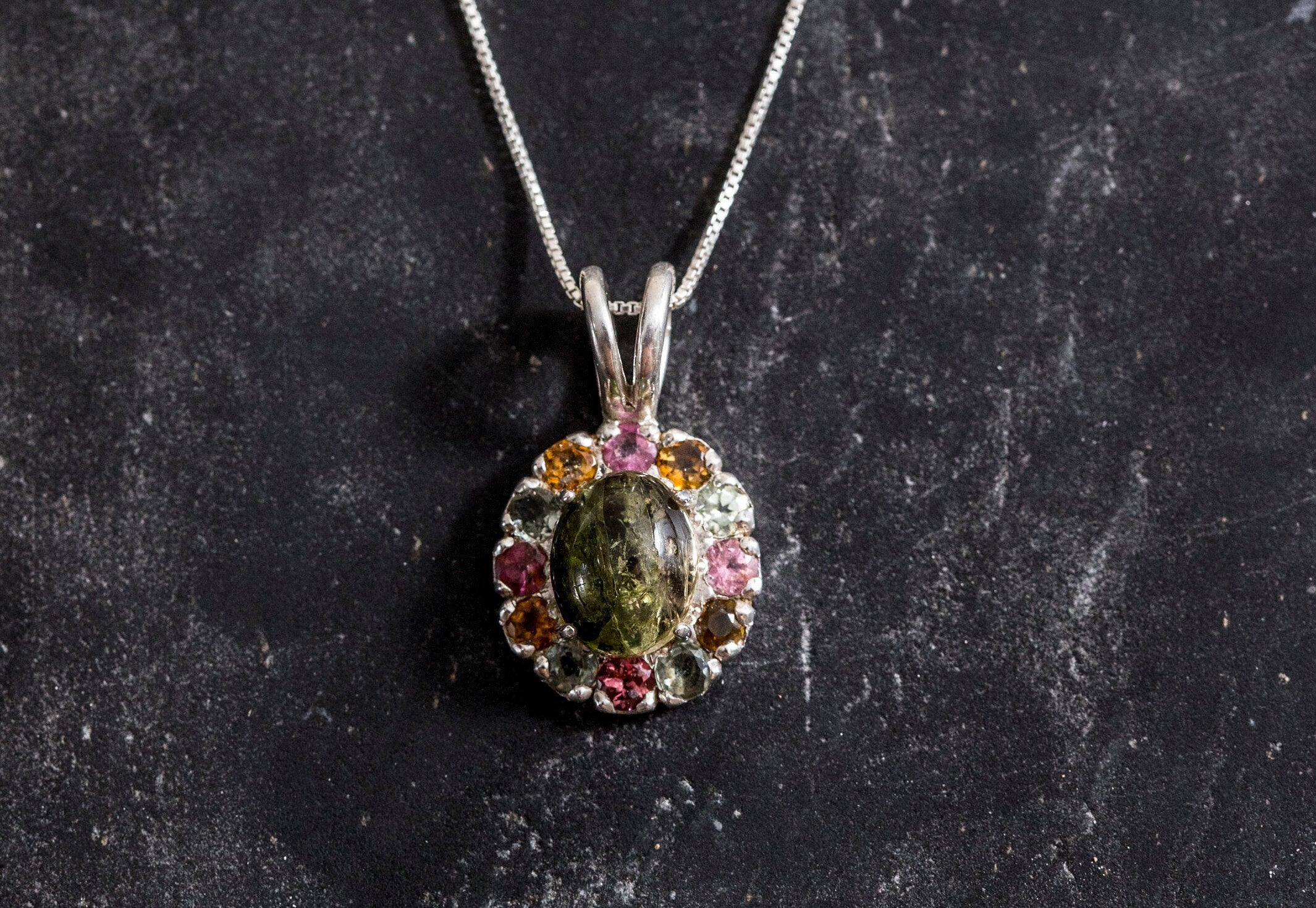 Tourmaline Pendant, Green Tourmaline Pendant, Natural Tourmaline, October Birthstone, Victorian Pendant, Solid Silver Pendant, Tourmaline