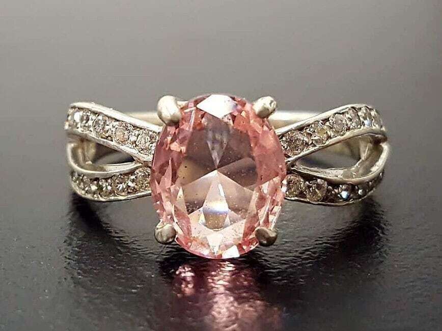 Unique Stone Ring, Morganite Ring, Created Morganite, Pink Promise Ring, Pink Vintage Ring, 925 Silver Ring, Pink Morganite Ring, Morganite