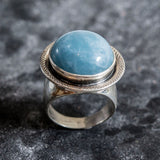 Aquamarine Ring, Natural Aquamarine Ring, March Birthstone Ring, Blue Statement Ring, Round Chunky Ring, Large Aqua Ring, Rare by Adina